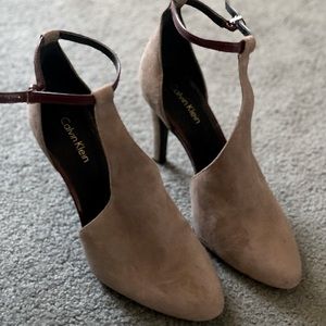 Gray suede Calvin Klein booties